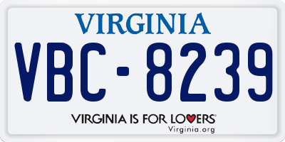 VA license plate VBC8239