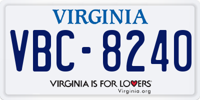 VA license plate VBC8240