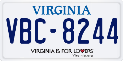 VA license plate VBC8244