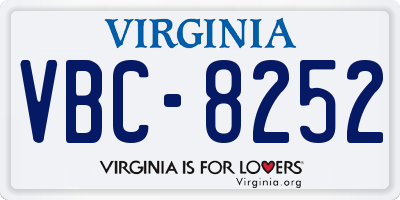VA license plate VBC8252