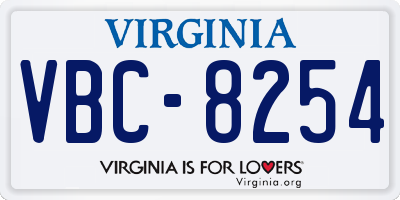 VA license plate VBC8254