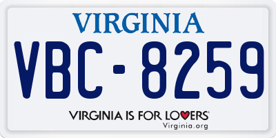VA license plate VBC8259