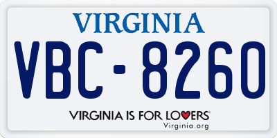 VA license plate VBC8260