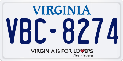 VA license plate VBC8274