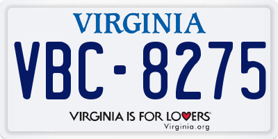VA license plate VBC8275