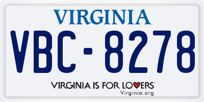 VA license plate VBC8278