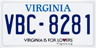 VA license plate VBC8281