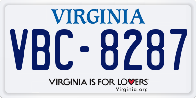 VA license plate VBC8287