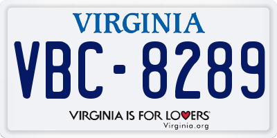 VA license plate VBC8289