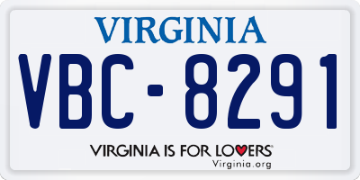 VA license plate VBC8291