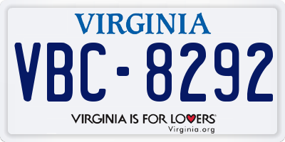 VA license plate VBC8292
