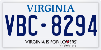 VA license plate VBC8294