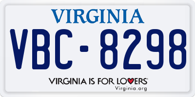 VA license plate VBC8298