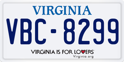 VA license plate VBC8299