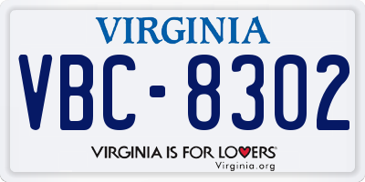 VA license plate VBC8302