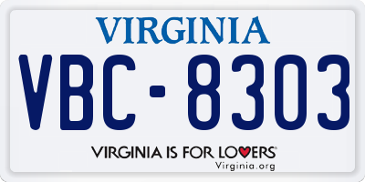 VA license plate VBC8303