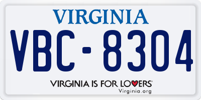 VA license plate VBC8304