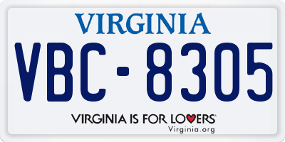 VA license plate VBC8305