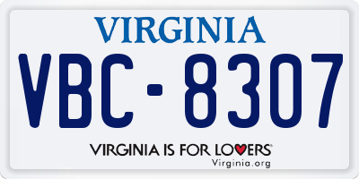VA license plate VBC8307