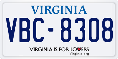 VA license plate VBC8308