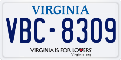 VA license plate VBC8309