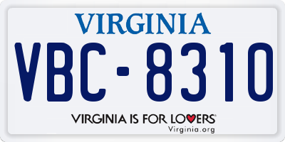 VA license plate VBC8310