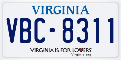 VA license plate VBC8311