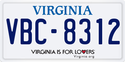 VA license plate VBC8312