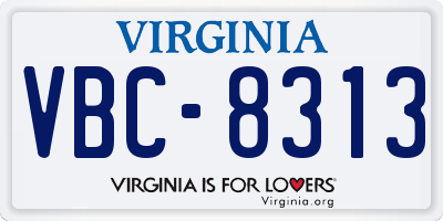 VA license plate VBC8313
