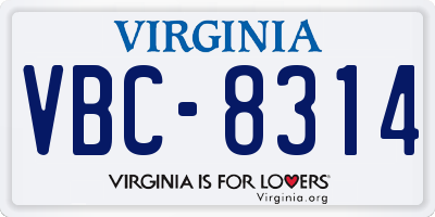 VA license plate VBC8314