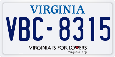 VA license plate VBC8315