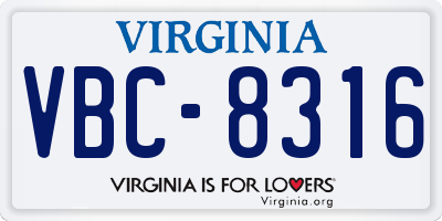 VA license plate VBC8316
