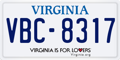 VA license plate VBC8317