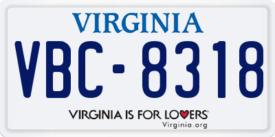 VA license plate VBC8318