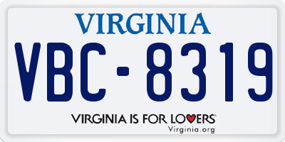 VA license plate VBC8319
