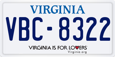 VA license plate VBC8322