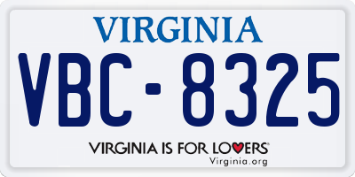 VA license plate VBC8325