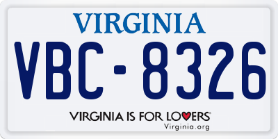 VA license plate VBC8326