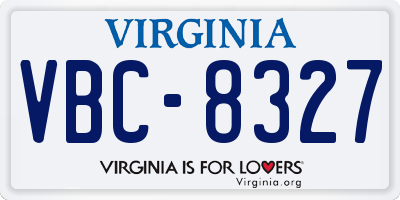 VA license plate VBC8327