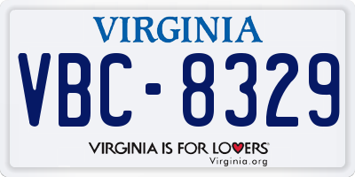 VA license plate VBC8329