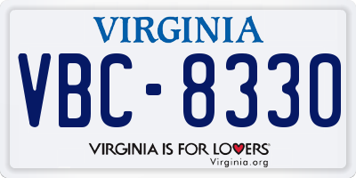 VA license plate VBC8330