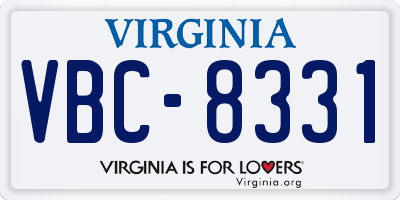 VA license plate VBC8331