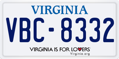 VA license plate VBC8332