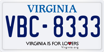 VA license plate VBC8333