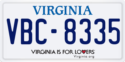 VA license plate VBC8335