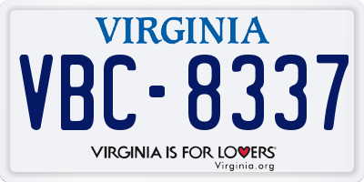VA license plate VBC8337