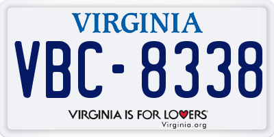 VA license plate VBC8338