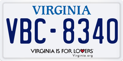 VA license plate VBC8340