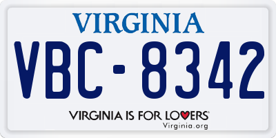 VA license plate VBC8342