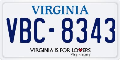 VA license plate VBC8343